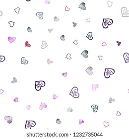 Dark Pink, Blue vector seamless background with hearts. Glitter abstract illustration with colorful hearts in romantic style. Template for Valentine's greeting postcards.