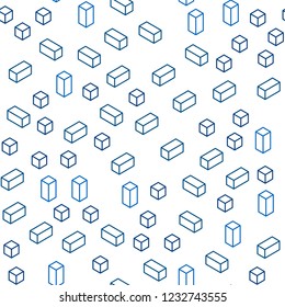 Dark Pink, Blue vector seamless, isometric background with rectangles. Rectangles on abstract background with colorful gradient. Pattern for design of fabric, wallpapers.
