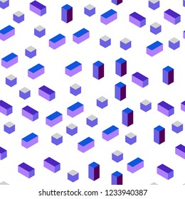 Dark Pink, Blue vector seamless, isometric texture in rectangular style. Illustration with set of colorful rectangles. Pattern for trendy fabric, wallpapers.
