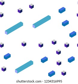 Dark Pink, Blue vector seamless, isometric pattern in square style. Illustration with set of colorful rectangles. Texture for window blinds, curtains.
