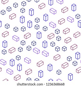 Dark Pink, Blue vector seamless, isometric background with rectangles. Modern abstract illustration with colorful rectangles. Pattern for trendy fabric, wallpapers.
