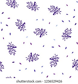 Dark Pink, Blue vector seamless natural backdrop with leaves, branches. Brand new colored illustration with leaves and branches. Design for wallpaper, fabric makers.