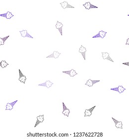 Dark Pink, Blue vector seamless texture with delicious ice-cream. Beautiful colorful illustration with ice-cream cones. Pattern for menu of cafes and restaurants.