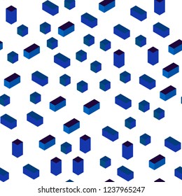 Dark Pink, Blue vector seamless, isometric template with rhombus. Glitter abstract illustration with rectangular shapes. Template for business cards, websites.