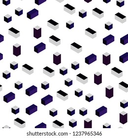 Dark Pink, Blue vector seamless, isometric cover in polygonal style. Abstract gradient illustration with rectangles. Pattern for trendy fabric, wallpapers.
