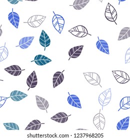 Dark Pink, Blue vector seamless abstract pattern with leaves. leaves on elegant natural pattern with gradient. Pattern for design of fabric, wallpapers.