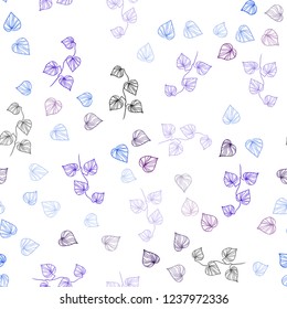 Dark Pink, Blue vector seamless abstract backdrop with leaves. Decorative illustration with doodles on abstract template. Pattern for trendy fabric, wallpapers.