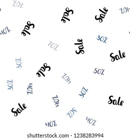 Dark Pink, Blue vector seamless texture with selling prices 30, 40, 50 %. Shining colorful illustration with isolated selling prices. Backdrop for super sales on Black Friday.