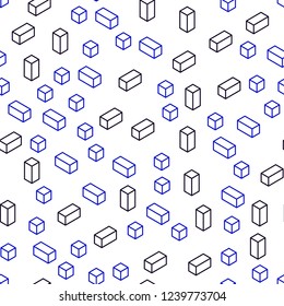 Dark Pink, Blue vector seamless, isometric texture in rectangular style. Beautiful illustration with rectangles and squares. Design for wallpaper, fabric makers.