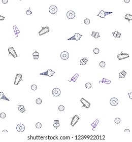 Dark Pink, Blue vector seamless template with organic meal. Glitter abstract sketch with gourmet food. Pattern for menu of cafes, bars, restaurants.