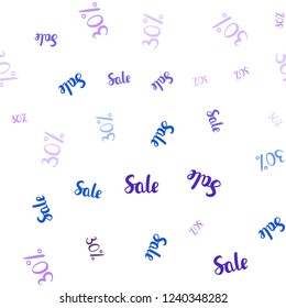 Dark Pink, Blue vector seamless pattern with 30 percentage signs. Shining colorful illustration with isolated selling prices. Backdrop for mega promotions, discounts.