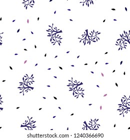 Dark Pink, Blue vector seamless elegant background with leaves, branches. Colorful illustration in doodle style with leaves, branches. Pattern for design of fabric, wallpapers.