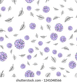 Dark Pink, Blue vector seamless doodle pattern with leaves, flowers. An elegant bright illustration with leaves and flowers. Pattern for trendy fabric, wallpapers.