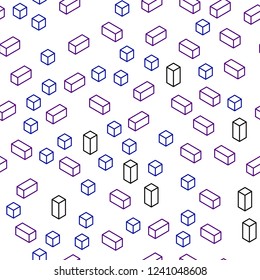 Dark Pink, Blue vector seamless, isometric template with rhombus. Modern abstract illustration with colorful rectangles. Pattern for design of fabric, wallpapers.