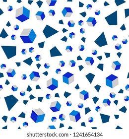 Dark Pink, Blue vector seamless, isometric template with crystals, squares. Abstract illustration with colorful lines, cubes. Design for wallpaper, fabric makers.