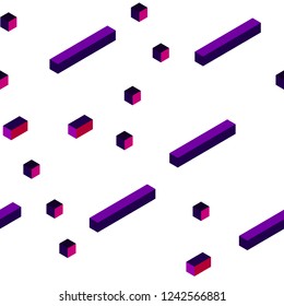 Dark Pink, Blue vector seamless, isometric background with rectangles. Glitter abstract illustration with rectangular shapes. Pattern for design of fabric, wallpapers.