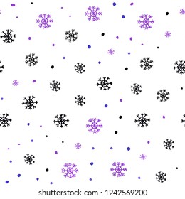 Dark Pink, Blue vector seamless pattern with christmas snowflakes. Glitter abstract illustration with crystals of ice. Template for business cards, websites.