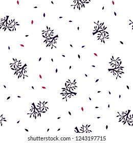 Dark Pink, Blue vector seamless doodle layout with leaves, branches. Glitter abstract illustration with leaves and branches. Template for business cards, websites.