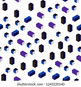 Dark Pink, Blue vector seamless, isometric background with rectangles. Beautiful illustration with rectangles and squares. Pattern for design of fabric, wallpapers.