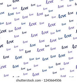 Dark Pink, Blue vector seamless backdrop with phrase LOVE YOU. Illustration with phrase LOVE YOU for valentine's day. Design for wallpaper, fabric makers.