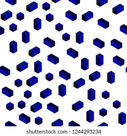 Dark Pink, Blue vector seamless, isometric background with rectangles. Glitter abstract illustration with rectangular shapes. Texture for window blinds, curtains.