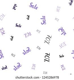 Dark Pink, Blue vector seamless background with 70 % signs of sales. Colored words of sales with gradient on white background. Backdrop for super sales on Black Friday.