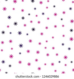Dark Pink, Blue vector seamless texture with colored snowflakes. Shining colorful illustration with snow in christmas style. Pattern for trendy fabric, wallpapers.