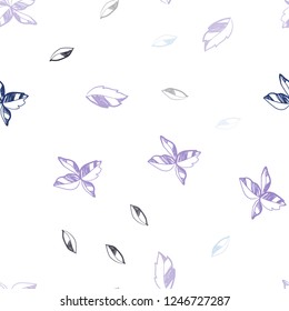 Dark Pink, Blue vector seamless elegant wallpaper with leaves. Blurred decorative design in Indian style with leaves. Pattern for design of window blinds, curtains.