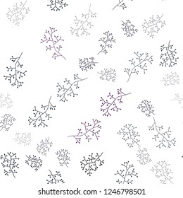 Dark Pink, Blue vector seamless elegant wallpaper with branches. Colorful abstract illustration with leaves in doodle style. Texture for window blinds, curtains.