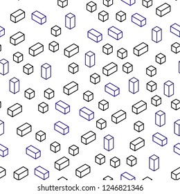 Dark Pink, Blue vector seamless, isometric layout with lines, rectangles. Glitter abstract illustration with rectangular shapes. Texture for window blinds, curtains.