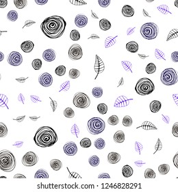 Dark Pink, Blue vector seamless doodle pattern with leaves and flowers. Decorative design in Indian style on white background. Design for textile, fabric, wallpapers.