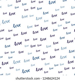 Dark Pink, Blue vector seamless backdrop with phrase LOVE YOU. Illustration with colorful phrase LOVE YOU in romantic style. Pattern for trendy fabric, wallpapers.