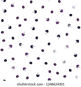 Dark Pink, Blue vector seamless cover with set of coffee beans. Colorful illustration with gradient coffee beans, mugs. Template of a black hot beverage in a cafe.