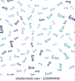 Dark Pink, Blue vector seamless cover with quote LOVE YOU. Colorful illustration with quote LOVE YOU in celebration style. Design for textile, fabric, wallpapers.