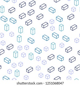 Dark Pink, Blue vector seamless, isometric backdrop with rhombus. Rectangles on abstract background with colorful gradient. Pattern for trendy fabric, wallpapers.