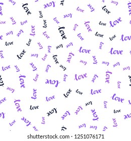 Dark Pink, Blue vector seamless template with text LOVE YOU. Phrase LOVE YOU with colorful gradient in abstract style. Pattern for trendy fabric, wallpapers.
