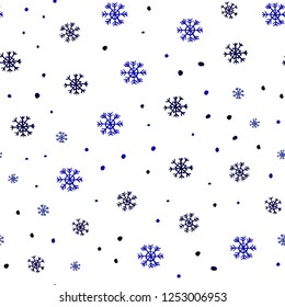 Dark Pink, Blue vector seamless template with ice snowflakes. Shining colorful illustration with snow on abstract template. Trendy design for wallpaper, fabric makers.