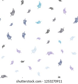 Dark Pink, Blue vector seamless elegant background with leaves. A vague abstract illustration with leaves in doodles style. Pattern for design of window blinds, curtains.
