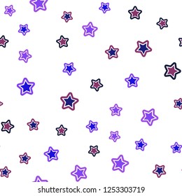 Dark Pink, Blue vector seamless pattern with christmas stars. Glitter abstract illustration with colored stars. Texture for window blinds, curtains.