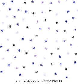 Dark Pink, Blue vector seamless template with ice snowflakes. Shining colorful illustration with snow on abstract template. Pattern for design of fabric, wallpapers.