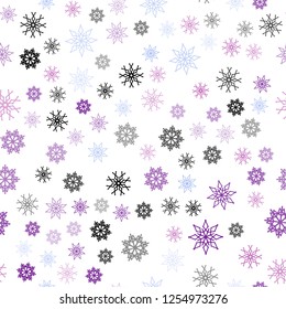 Dark Pink, Blue vector seamless pattern with christmas snowflakes. Decorative shining illustration with snow on abstract template. Trendy design for wallpaper, fabric makers.