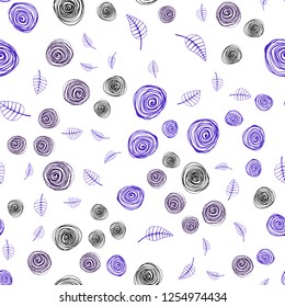 Dark Pink, Blue vector seamless doodle texture with leaves and flowers. Brand new colored illustration with leaves and flowers. Pattern for design of fabric, wallpapers.