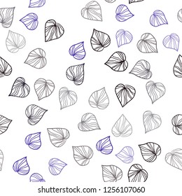 Dark Pink, Blue vector seamless abstract pattern with leaves. Colorful abstract illustration with leaves in doodle style. Pattern for design of fabric, wallpapers.