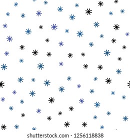 Dark Pink, Blue vector seamless pattern with christmas snowflakes. Shining colorful illustration with snow on abstract template. Texture for window blinds, curtains.