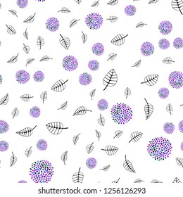 Dark Pink, Blue vector seamless elegant wallpaper with leaves, flowers. Shining colorful illustration with leaves, flowers. Pattern for design of window blinds, curtains.