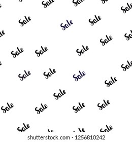 Dark Pink, Blue vector seamless pattern with sale signs. Illustration with signs of sales on abstract template. Backdrop for ads, leaflets of Black Friday.