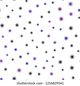Dark Pink, Blue vector seamless texture with colored snowflakes. Glitter abstract illustration with crystals of ice. Design for wallpaper, fabric makers.