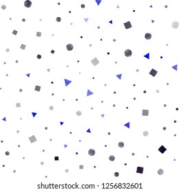 Dark Pink, Blue vector seamless background with triangles, circles, cubes. Abstract illustration with colorful dots, lines, cubes. Design for textile, fabric, wallpapers.