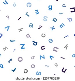 Dark Pink, Blue vector seamless texture with ABC characters. Modern geometrical illustration with ABC english symbols. Pattern for design of fabric, wallpapers.