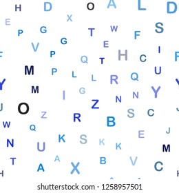 Dark Pink, Blue vector seamless background with signs of alphabet. Blurred design in simple style with signs of alphabet. Pattern for design of fabric, wallpapers.